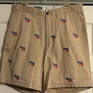 CASTAWAY Nantucket Island Sz 34 Embroidered Patriotic Democrat Donkey Shorts
